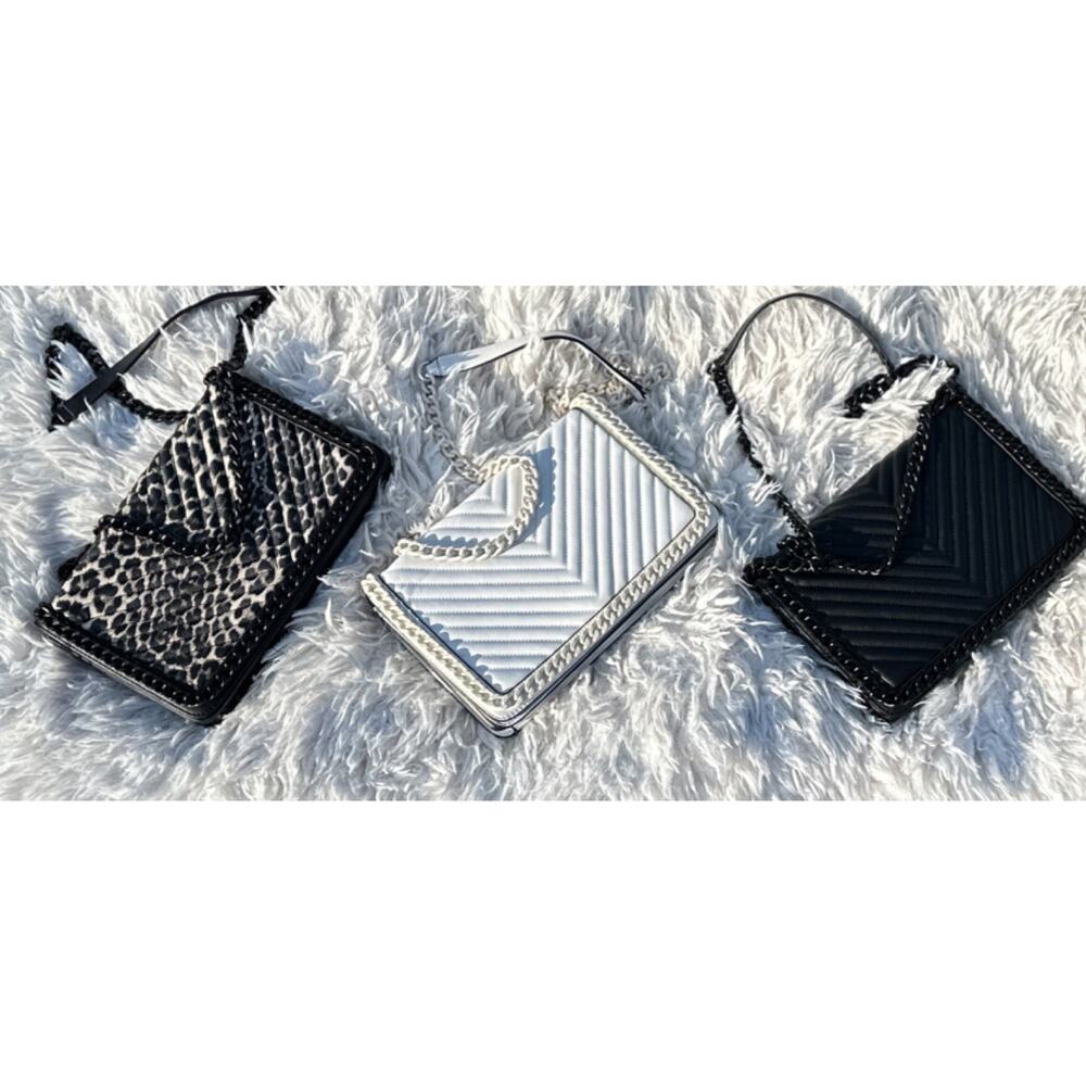 ALDO Quilted Chain Crossbody Bag Lot of 3 Black White Leopard Chevron Bags